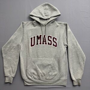 Champion UMass Minutemen Gray Eco Fleece Hoodie Sweatshirt Men's Size S Amherst